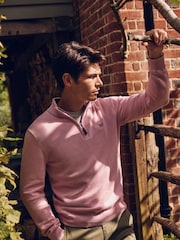 Crew Clothing Pink Quarter Zip Knitted 100% Cotton Jumper - Image 1 of 1