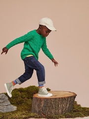 Crew Clothing Green Cable Knit 100% Cotton Jumper - Image 2 of 6