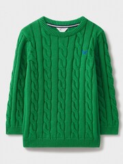 Crew Clothing Green Cable Knit 100% Cotton Jumper - Image 4 of 6