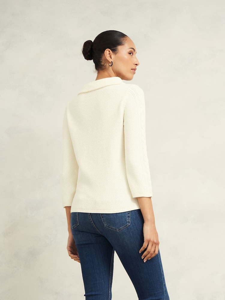 Hobbs Cream 100% Cotton Camilla Cable Jumper - Image 2 of 4