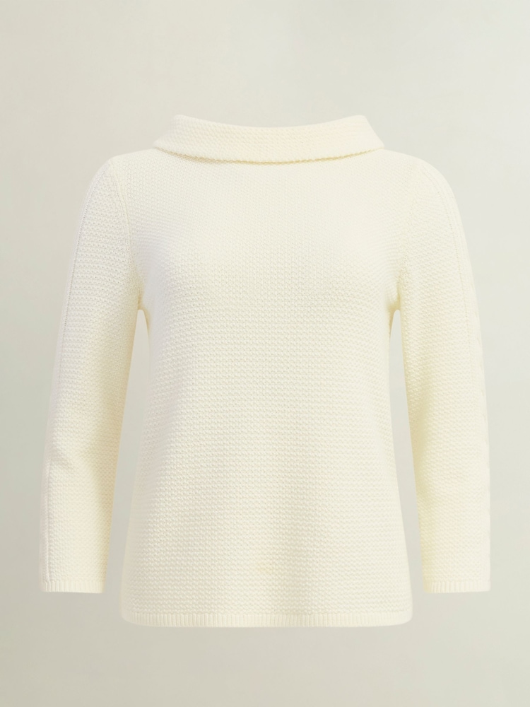 Hobbs Cream 100% Cotton Camilla Cable Jumper - Image 4 of 4 Hobbs Cream 100% Cotton Camilla Cable Jumper - Image 4 of 4
