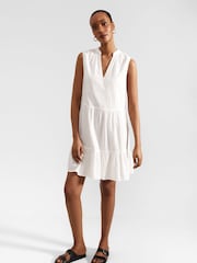 Hobbs White 100% Cotton Soho Dress - Image 1 of 4