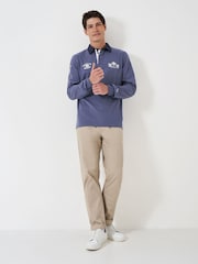 Crew Clothing Blue Union Crew Branded Contrast Collar Rugby 100% Cotton Shirt - Image 4 of 6