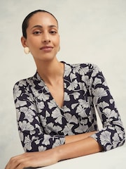 Cromo azul - Blusa estampada Hobbs Aimee - Imagem 3 de 4