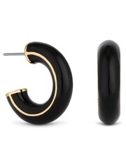 Jon Richard Gold Plated and Jet Hoop Earrings - Image 1 of 3