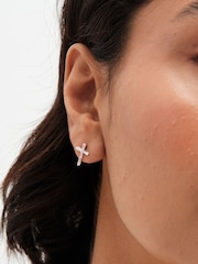 Simply Silver Silver Tone 925 Cubic Zirconia Fine Cross Sud Earrings - Image 2 of 3