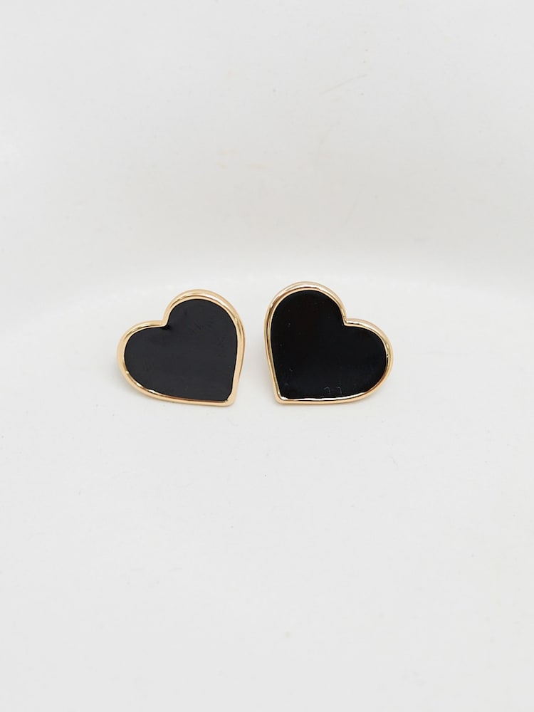 Jon Richard Gold Tone and Enamel Heart Stud Earrings - Image 2 of 3