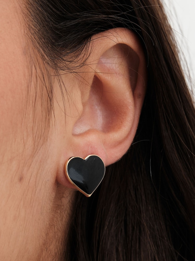Jon Richard Gold Tone and Enamel Heart Stud Earrings - Image 3 of 3