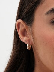 Jon Richard Gold Plated Polished Small Tapered Hoop Earrings - Image 3 of 3