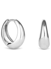 Jon Richard Silver Plated Polished Small Tapered Hoop Earrings - Image 1 of 3