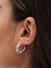 Jon Richard Silver Plated Polished Small Tapered Hoop Earrings - Image 2 of 3