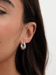 Jon Richard Silver Plated Polished Small Tapered Hoop Earrings - Image 3 of 3