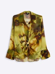 River Island Green Printed Wrap Front Shirt - Image 5 of 6