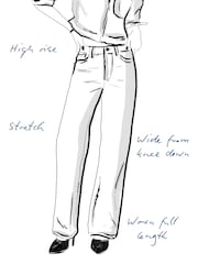River Island Blue White High Waisted Pocket Front Wide Leg Jeans - Image 7 of 7