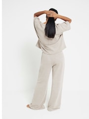 River Island Gold Petite Wide Leg Crochet Knit 100% Cotton Trousers - Image 2 of 4
