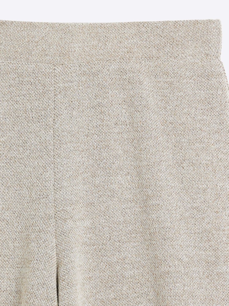 River Island Gold Petite Wide Leg Crochet Knit 100% Cotton Trousers - Image 4 of 4