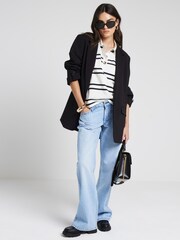 River Island White Stripe Rugby 100% Cotton Sweatshirt - Image 3 of 4