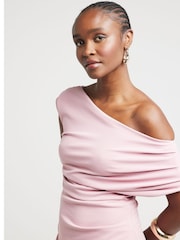 River Island Pink Drape Asym Wrap Midi Dress - Image 3 of 4