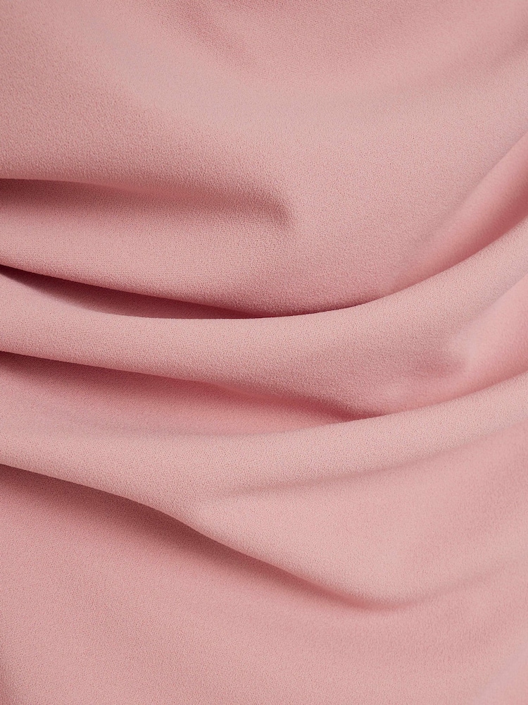 River Island Pink Drape Asym Wrap Midi Dress - Image 4 of 4