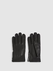 Negro - Guantes de cuero con cremallera lateral Iowa de Reiss - Imagen 1 de 3