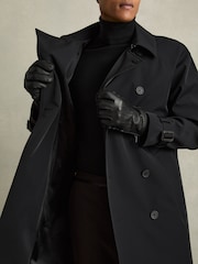 Negro - Guantes de cuero con cremallera lateral Iowa de Reiss - Imagen 2 de 3