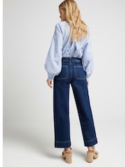 River Island – Cropped-Jeans mit mittelhohem Bund und weitem Bein - Bild 2 von 4