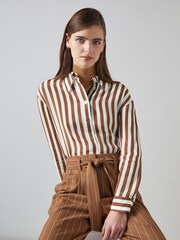 LK Bennett Brown Blythe Birch Candy Stripe Shirt - Image 1 of 5