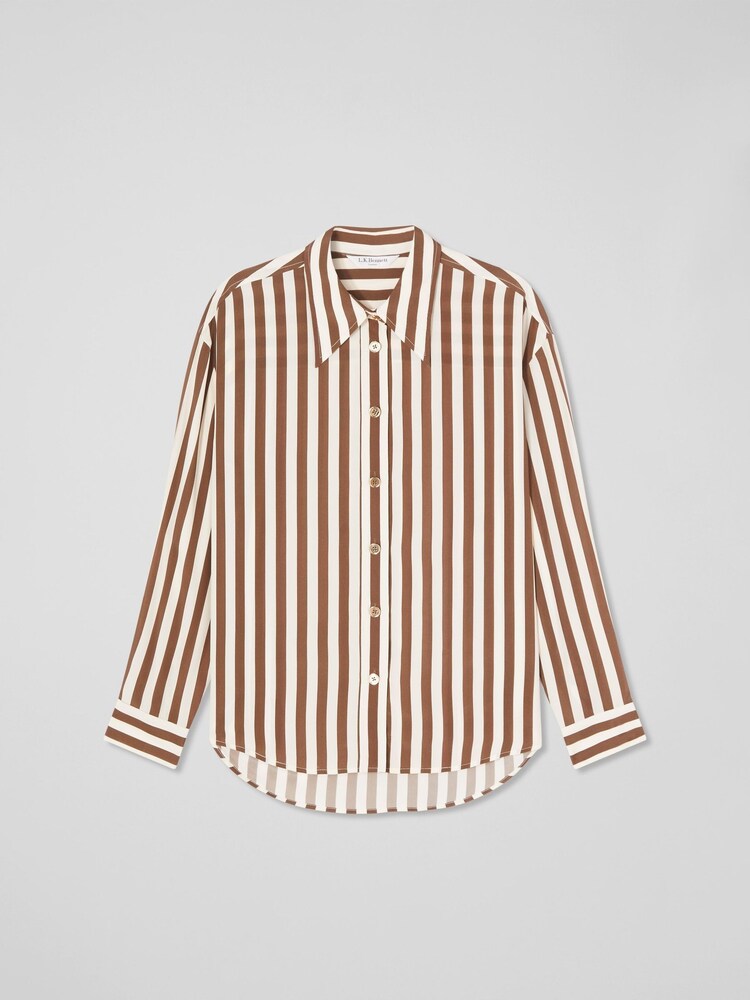 LK Bennett Brown Blythe Birch Candy Stripe Shirt - Image 5 of 5