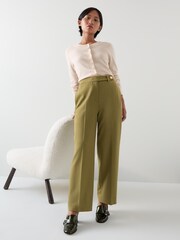 LK Bennett Green Petite Billie Tailored Crop Wide Trousers - Image 1 of 4