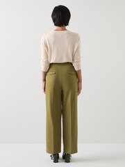 LK Bennett Green Petite Billie Tailored Crop Wide Trousers - Image 2 of 4