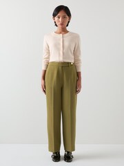 LK Bennett Green Petite Billie Tailored Crop Wide Trousers - Image 3 of 4