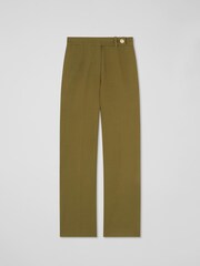 LK Bennett Green Petite Billie Tailored Crop Wide Trousers - Image 4 of 4