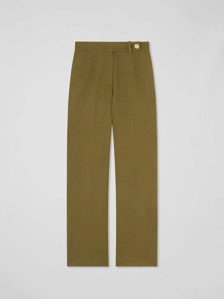 LK Bennett Green Petite Billie Tailored Crop Wide Trousers - Image 4 of 4