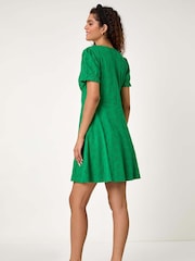 Roman Green Embroidered Cotton Stretch Jersey Dress - Image 3 of 5