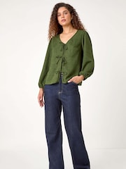 Top liso de tela con lazada delantera de Roman - Imagen 2 de 5