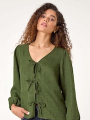 Top liso de tela con lazada delantera de Roman - Imagen 4 de 5