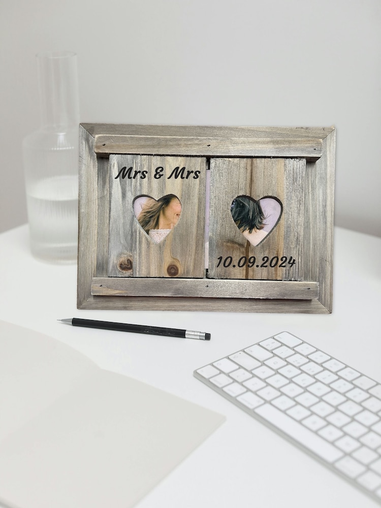 Personalised Hand Painted Wooden Shutter Wedding Photo Frame by Jonny's Sister - Image 2 of 4