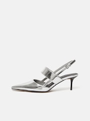 Jigsaw Silver Leather Kitten Heels - Image 1 of 5