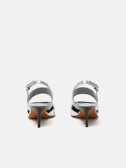 Jigsaw Silver Leather Kitten Heels - Image 3 of 5
