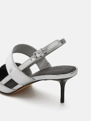 Jigsaw Silver Leather Kitten Heels - Image 4 of 5