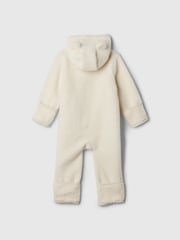 Gap White Sherpa Bear Hooded Footless Pramsuit (Newborn-24mths) - Image 2 of 2
