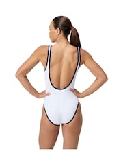 Speedo White Solid Bound Scoop Front Swimsuit - Image 2 of 9