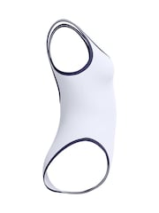 Speedo White Solid Bound Scoop Front Swimsuit - Image 8 of 9