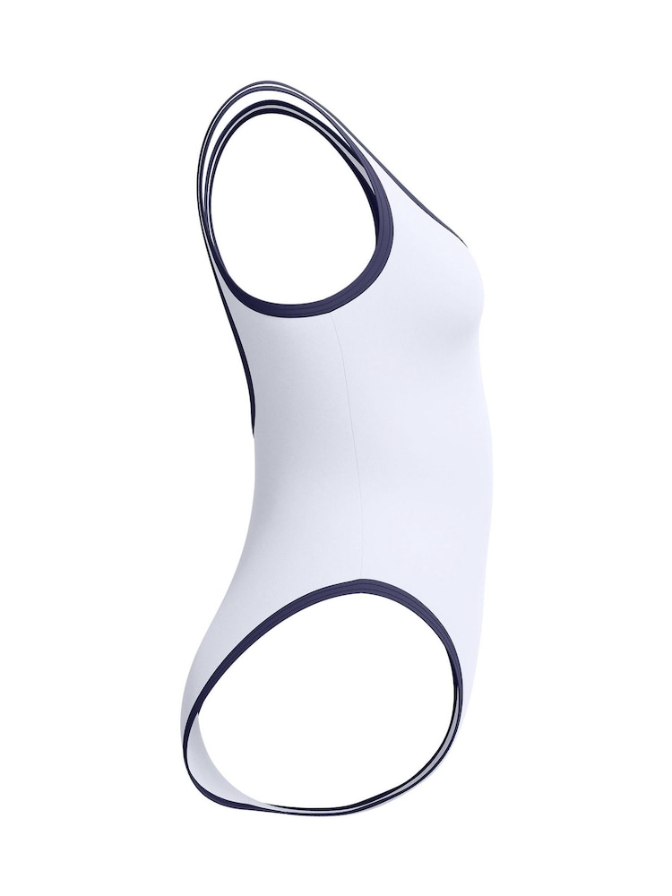 Speedo White Solid Bound Scoop Front Swimsuit - Image 8 of 9