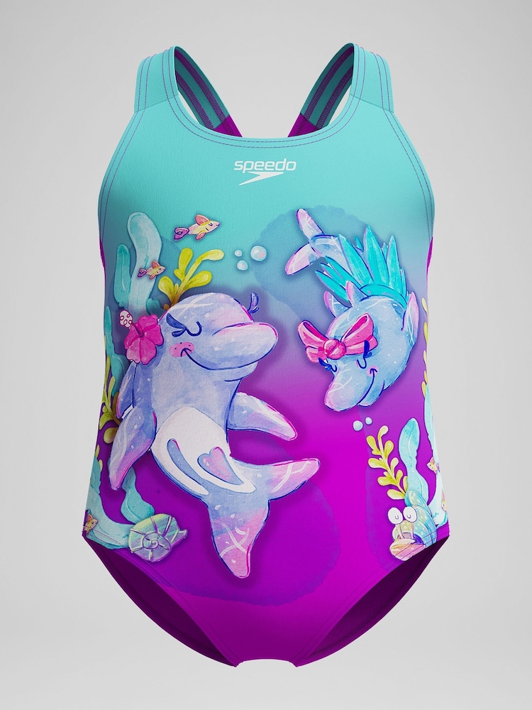 Speedo Purple Digital Printed Swimsuit - Image 1 of 5