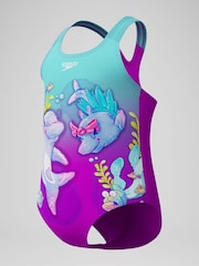 Speedo Purple Digital Printed Swimsuit - Image 5 of 5