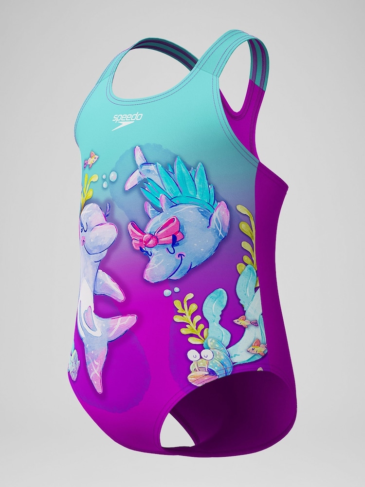 Speedo Purple Digital Printed Swimsuit - Image 5 of 5