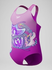 Speedo Purple Digital Printed Swimsuit - Image 3 of 5