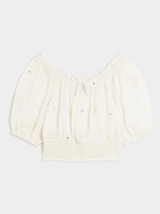 River Island White Girls Boho Bardot Blouse - Image 1 of 4