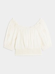 River Island White Girls Boho Bardot Blouse - Image 2 of 4